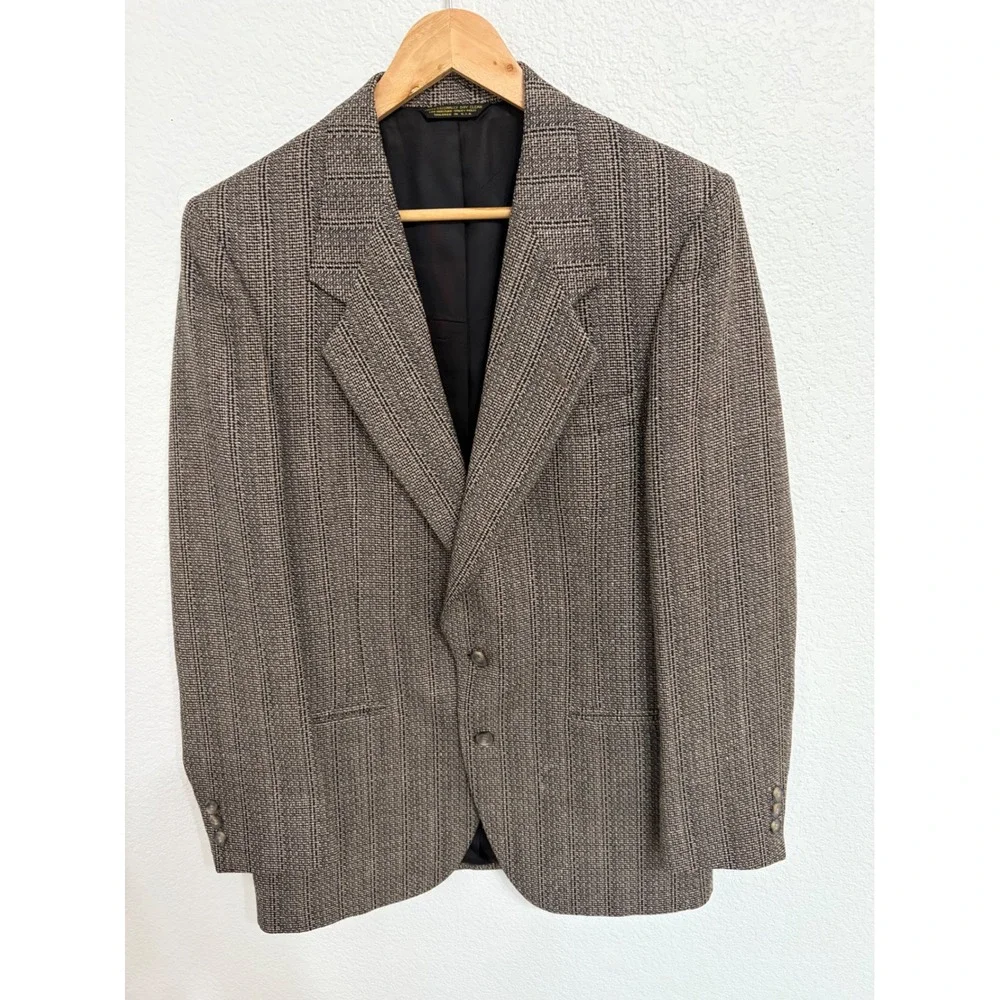 Vintage Nino Cerruti Rue Royale Mens Brown Tweed Stripe Blazer Union Made‎ 40R